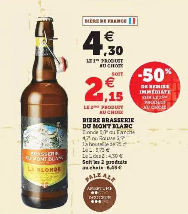Bière Brasserie Du Mont Blanc -50% De Remise Immédiate Sur Le 2ème Produit Au Choix