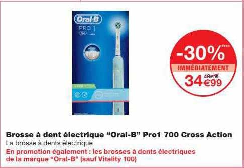 brosse à dent électrique "oral-b" pro1 700 cross action