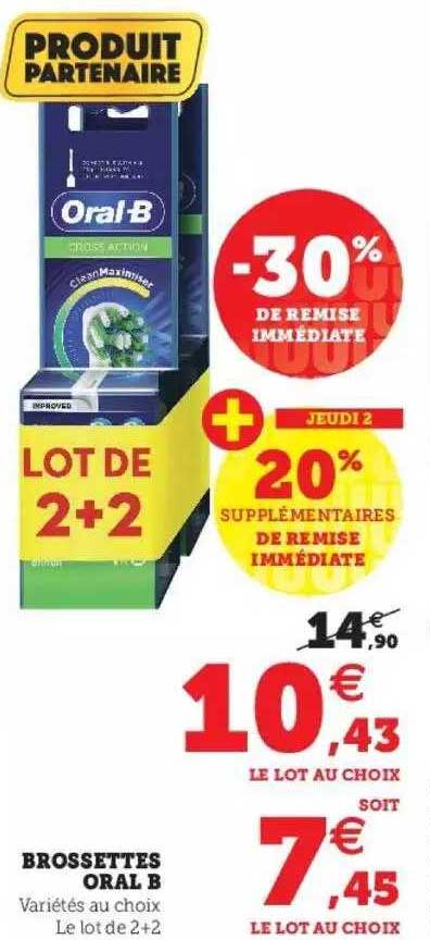 brossettes oral b -30% de remise immédiate
