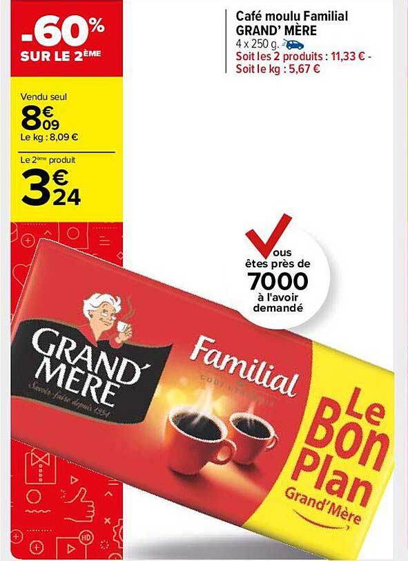 café moulu familial grand' mère -60% sur le 2ème