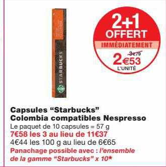 capsules "starbucks" colombia compatibles nespresso