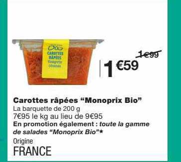 Carottes Râpées "monoprix Bio"