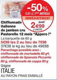 Chiffonade Italienne De Jambon Cru Pastorello 12 Mois "appero !"