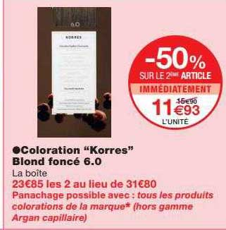 coloration "korres" blond foncé 6.0