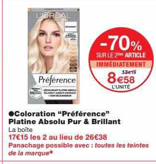 coloration "préférence" platine absolu pur & brillant