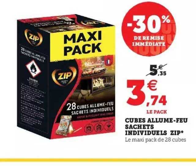 cubes allume-feu sachets individuels zip