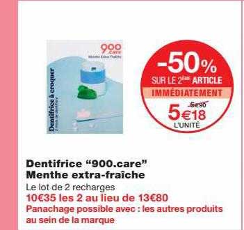 dentifrice "900.care" menthe extra-fraîche