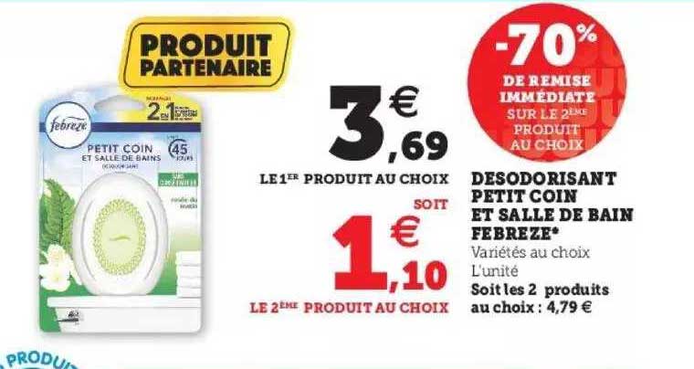 Desodorisant Petit Coin Et Salle De Bain Febreze -70% De Remise Immédiate Sur Le 2ème Produit Au Choix