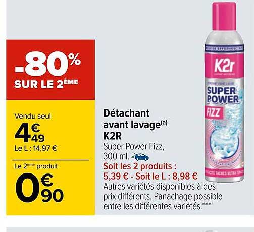détachant avant lavage k2r -80% sur le 2ème