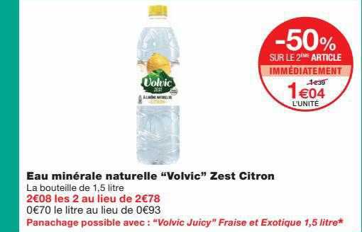 eau minérale naturelle "volvic" zest citron