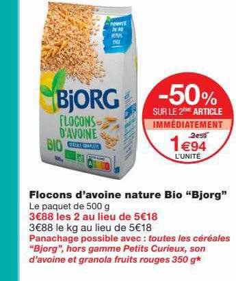 flocons d'avoine nature bio "bjorg"