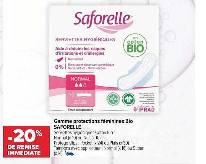 gamme protections féminines bio saforelle
