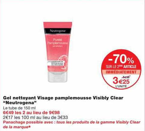 gel nettoyant visage pamplemousse visibly clear "neutrogena"