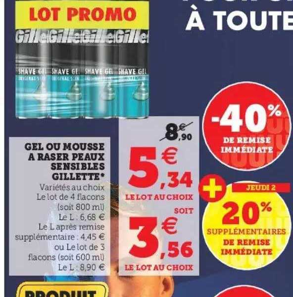 gel ou mousse à raser peaux sensibles gillette