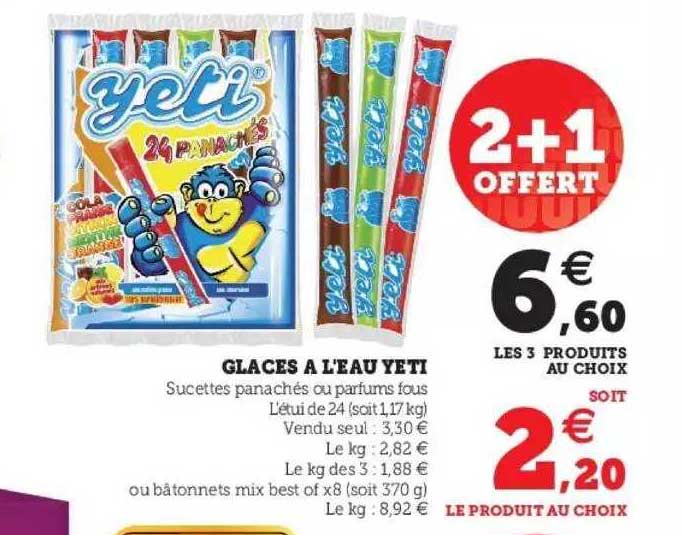 glaces à l'eau yeti