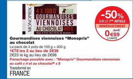 Gourmandises Viennoises "monoprix" Au Chocolat