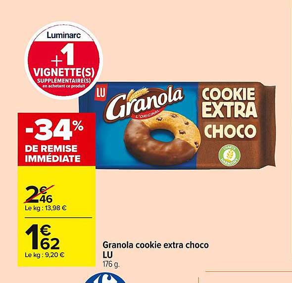 Granola Cookie Extra Choco Lu -34% De Remise Immédiate