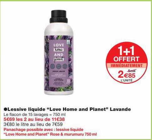 lessive liquide "love home and planet" lavande