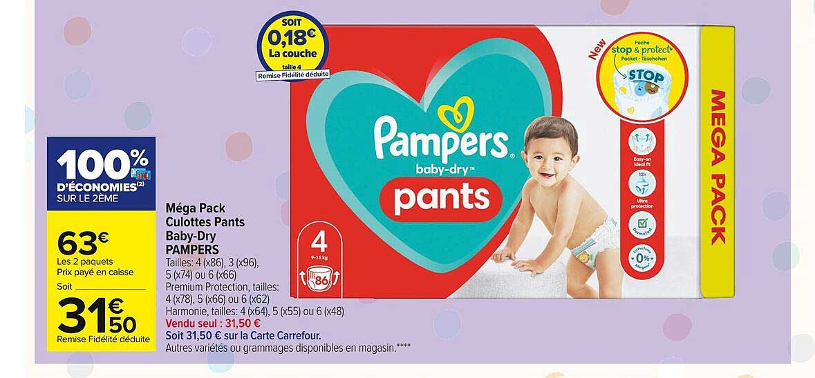 méga pack culottes pants baby-dry pampers