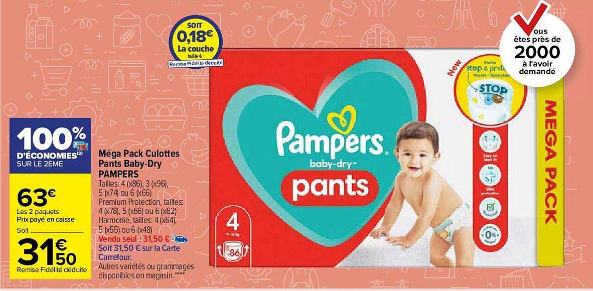 Méga Pack Culottes Pants Baby-dry Pampers