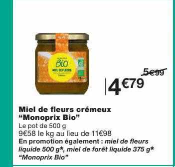 Miel De Fleurs Crémeux "monoprix Bio"