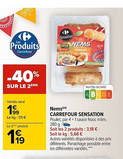 Nems Carrefour Sensation -40% Sur Le 2ème