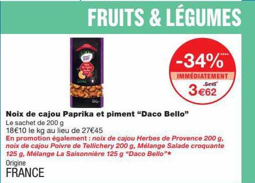 noix de cajou paprika et piment "daco bello"