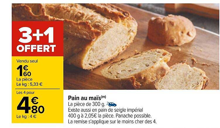 Pain Au Maïs 3+1 Offert