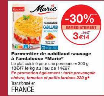 parmentier de cabillaud sauvage à l'andalouse "marie"