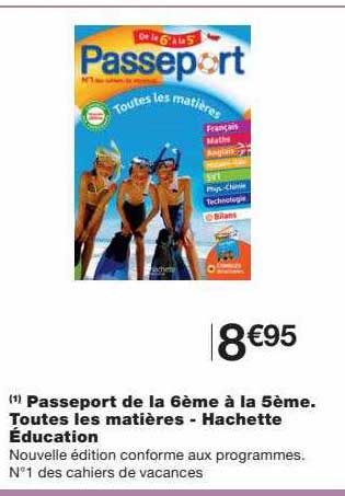 passeport de la 6ème à la 5ème. toutes les matières-hachette éducation