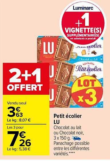 Petit écolier Lu 2+1 Offert