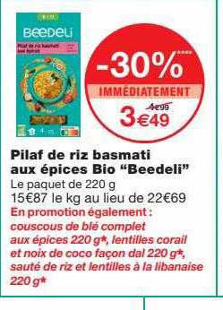 pilaf de riz basmati aux épices bio "beedeli"