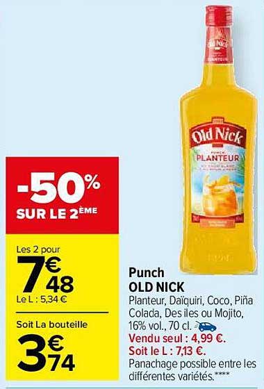 punch old nick -50% sur le 2ème
