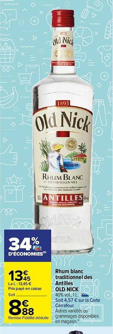 rhum blanc traditionnel des antilles old nick