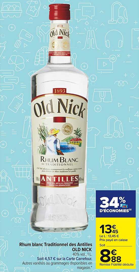 Rhum Blanc Traditionnel Des Antilles Old Nick