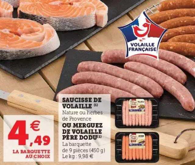 saucisse de volaille ou merguez de volaille père dodu