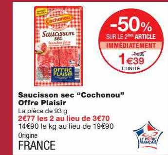 Saucisson Sec "cochonou" Offre Plaisir