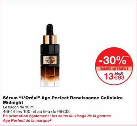 sérum "l"oréal" âge perfect renaissance cellulaire midnight
