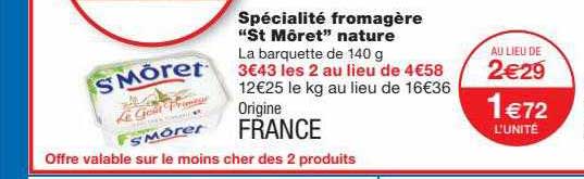 spécialité fromagère "st môret" nature