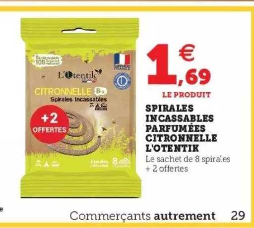 spirales incassables parfumées citronnelle l'otentik