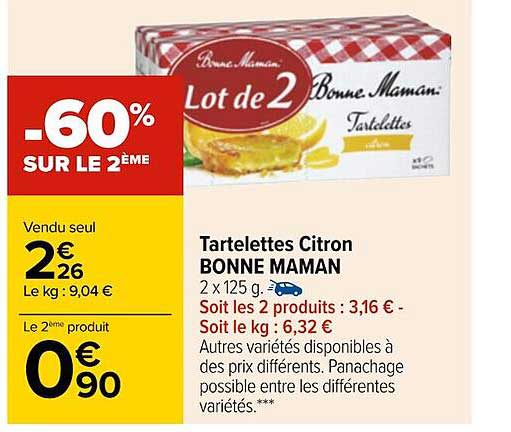 tartelettes citron bonne maman -60% sur le 2ème
