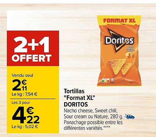 tortillas "format xl" doritos 2+1 offert