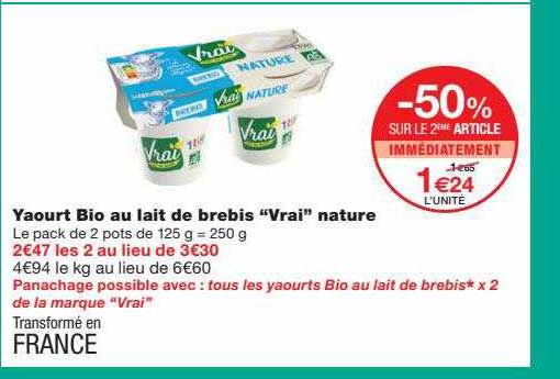 Yaourt Bio Au Lait De Brebis "vrai" Nature