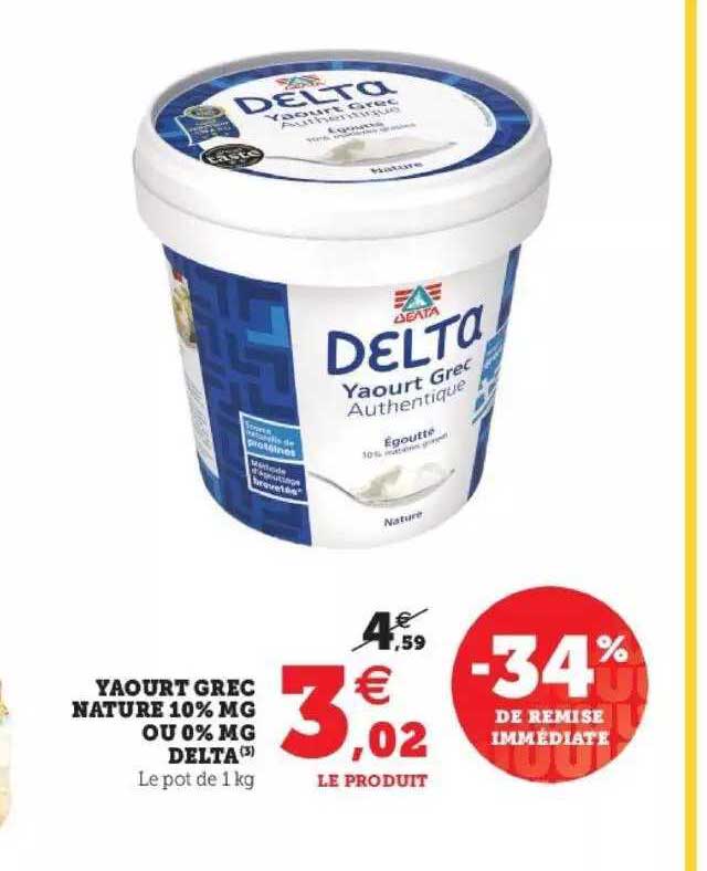 yaourt grec nature 10% mg ou 0% mg delta