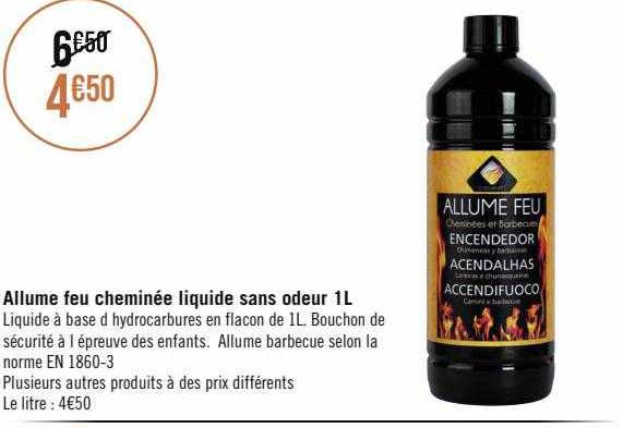 allume feu cheminée liquide sans odeur 1 l