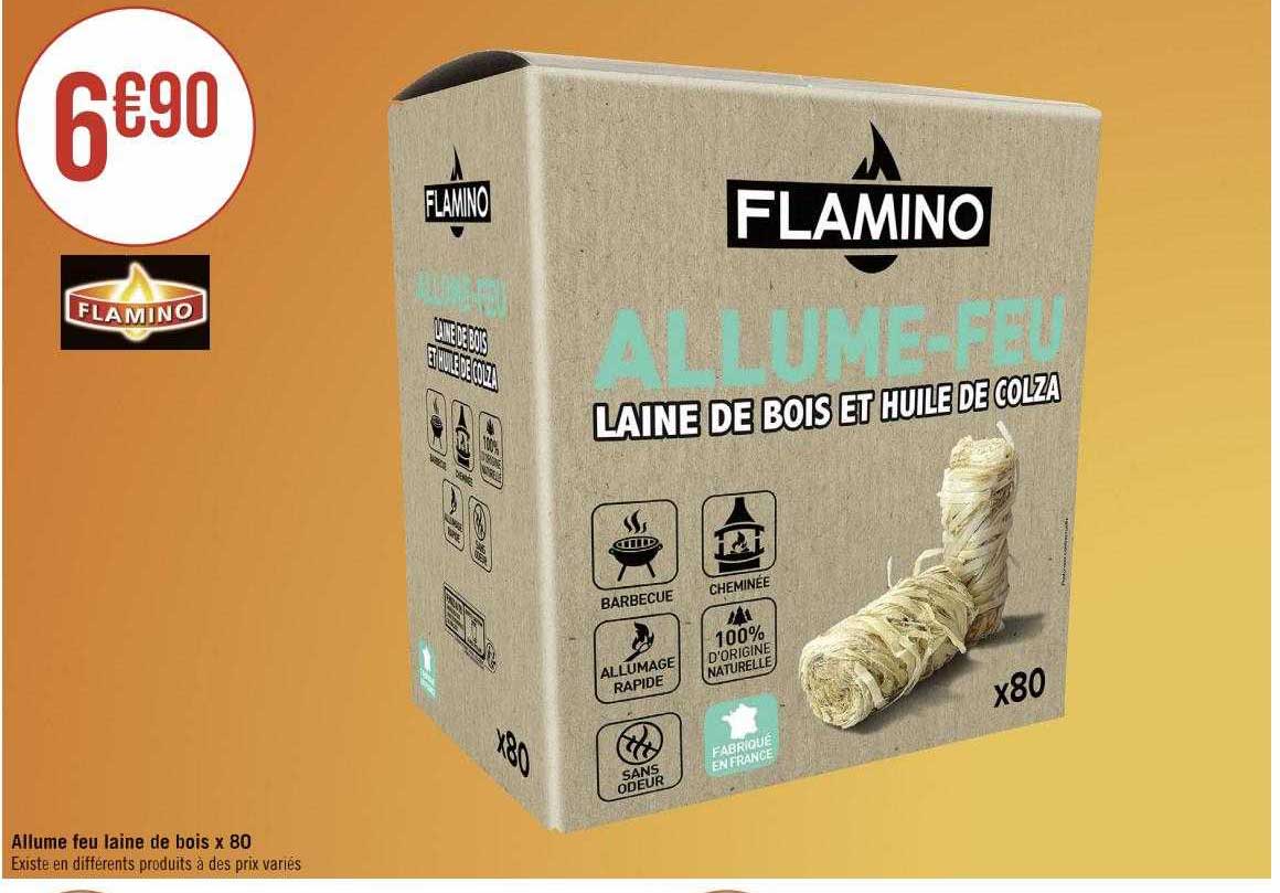 allume feu laine de bois x80 flamino