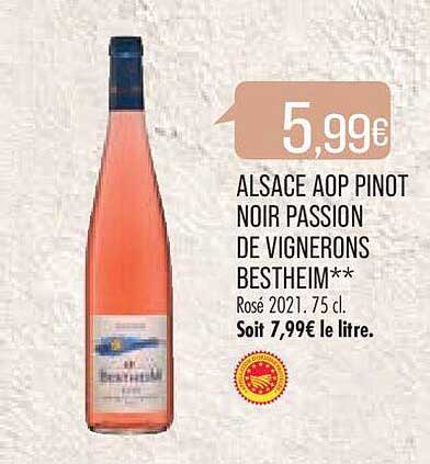 alsace aop pinot noir passion de vignerons bestheim