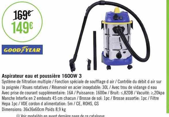 aspirateur eau et poussière 1600w 3 good year
