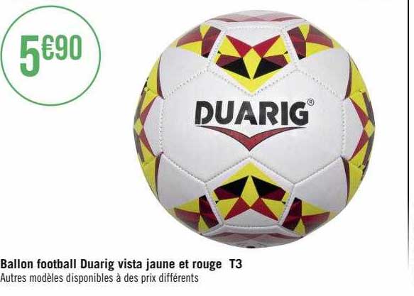 ballon football duarig vista jaune et rouge t3