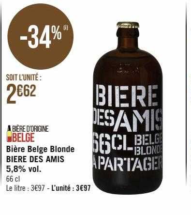 bière belge blonde bière des amis 5,8% vol.